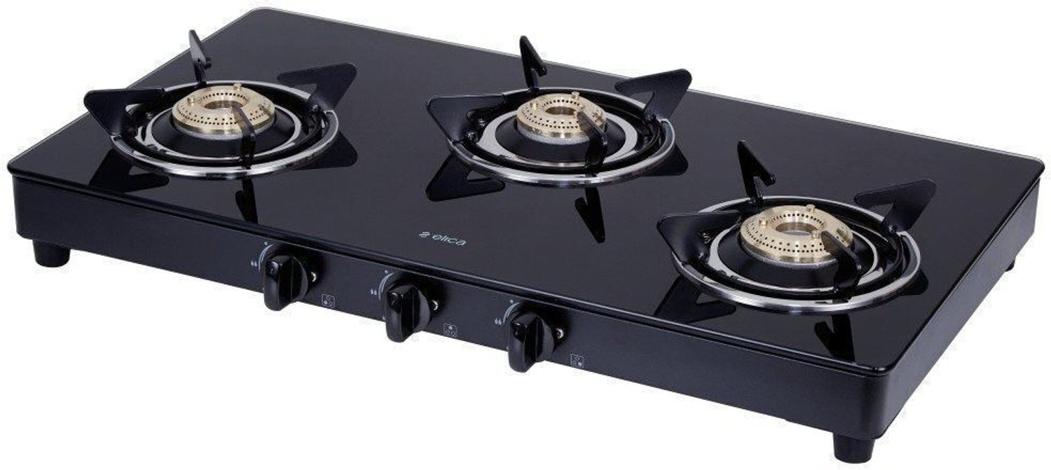 Image of Elica 703 CT VETRO BLK Glass Manual Gas Stove