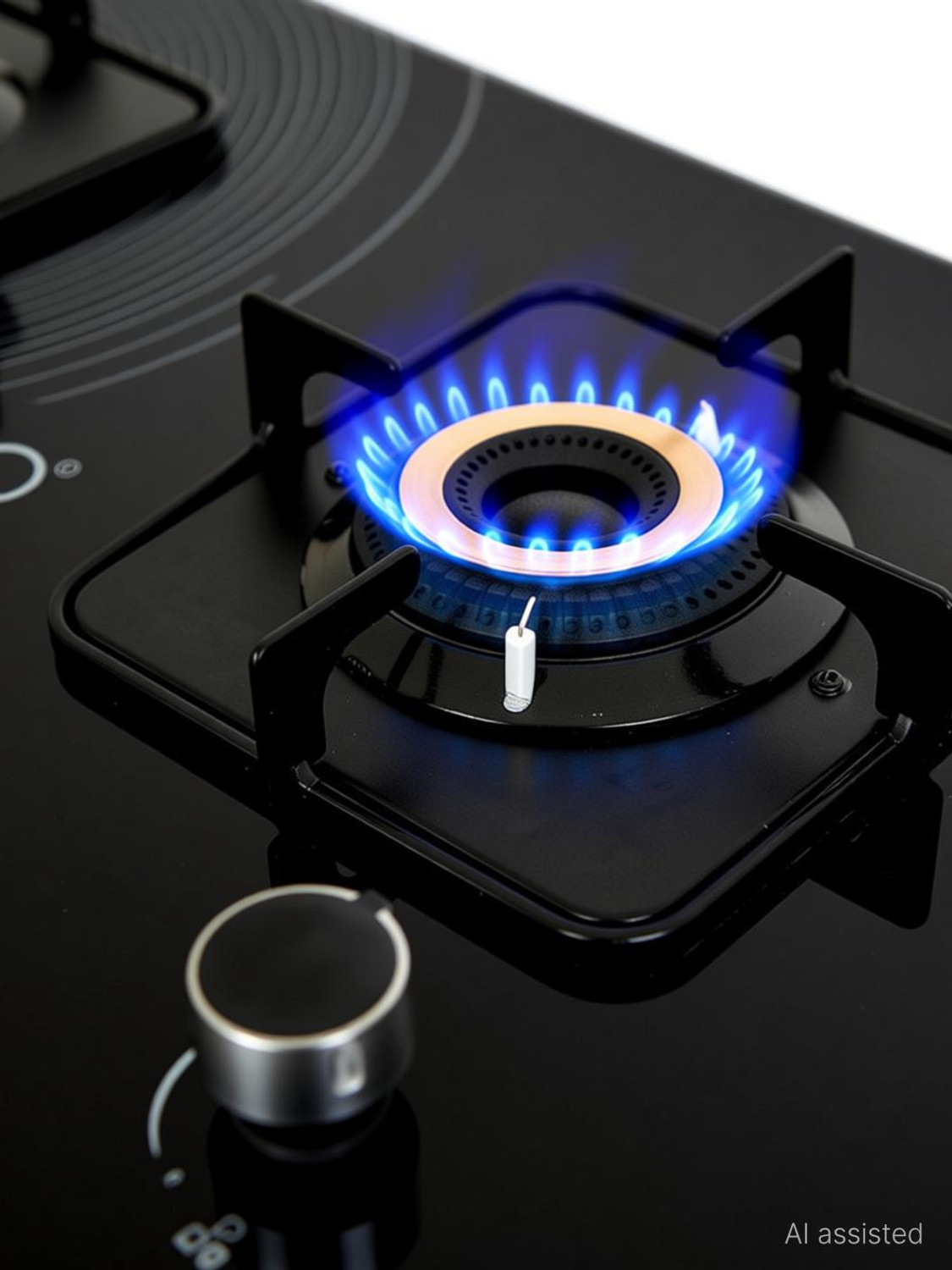Image of CELLO Crysta Automatic Ignition Hob Top 8 MM Black Glass Automatic Gas Stove