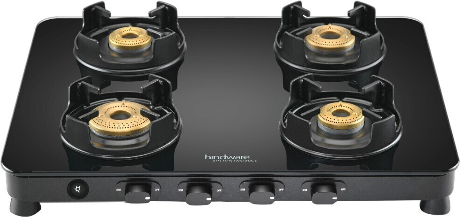 Image of Hindware Smart Appliances Alverio 4B AI Glass Automatic Gas Stove