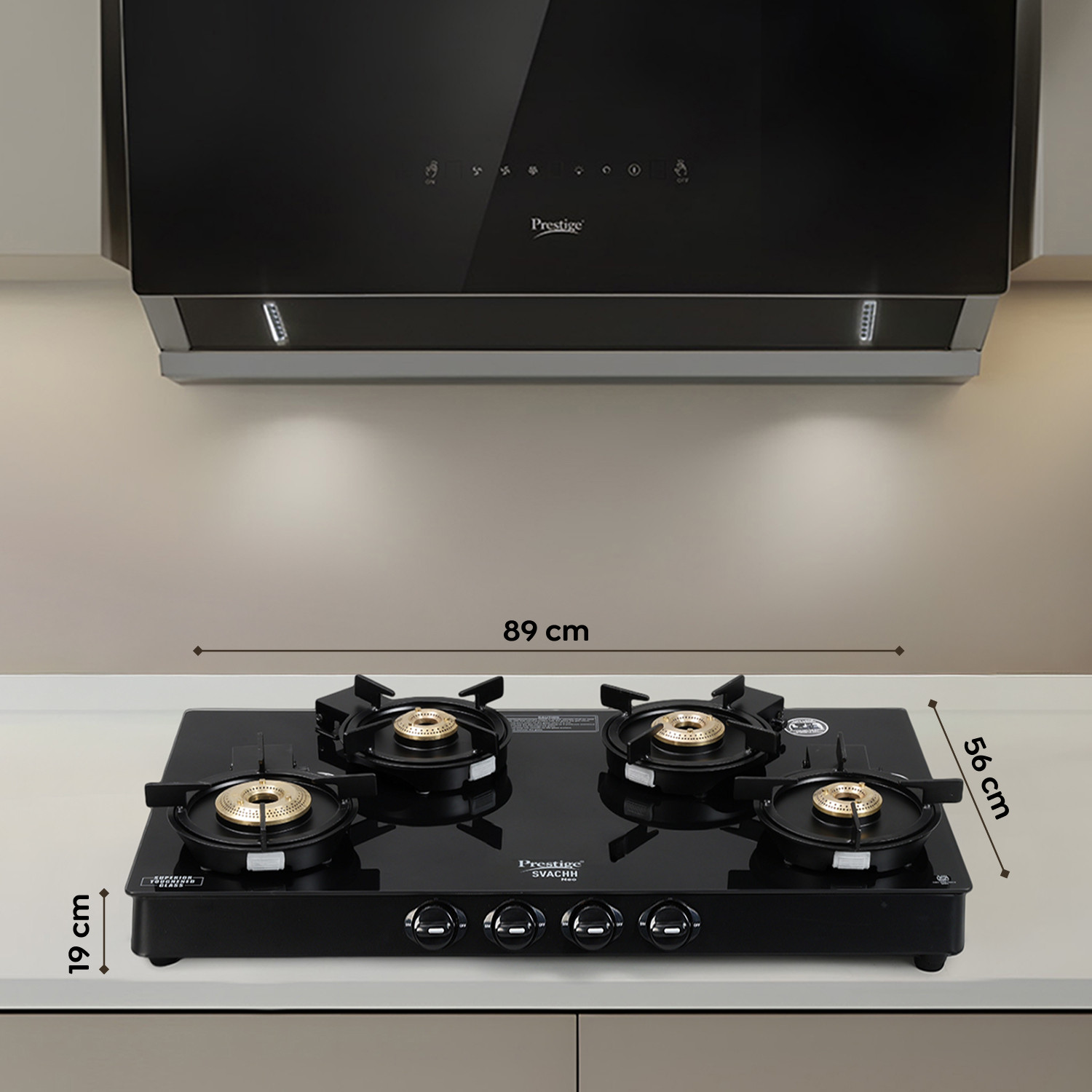 Image of Prestige Svachh Neo GTSN 04 L with Liftable Glass Manual Gas Stove