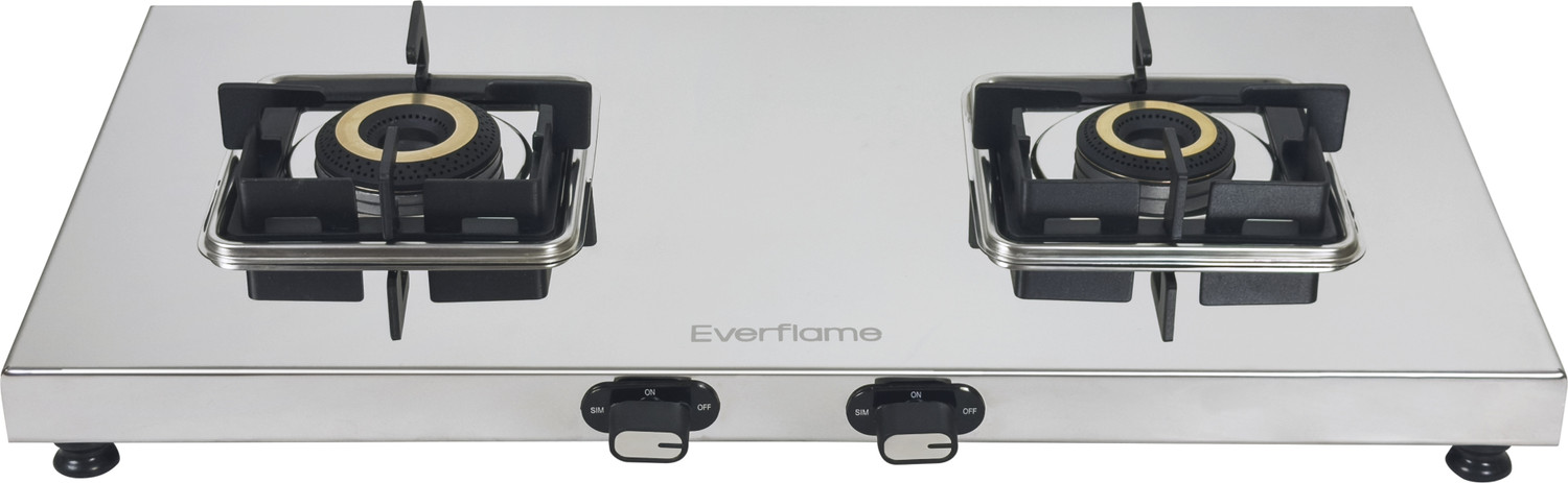 Image of Everflame Prime 2 Burner Gas Stove | ISI Certified | 1.2mm Thick Body | 2 Years Warranty Stainless Steel Manual Gas Stove