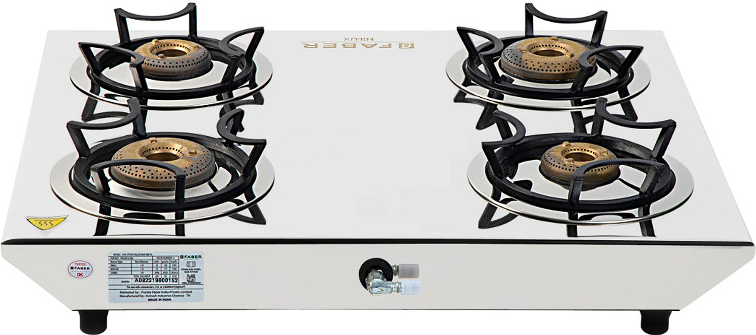 Image of FABER HOB COOKTOP HILUX MAX 4BB SS Stainless Steel Manual Gas Stove