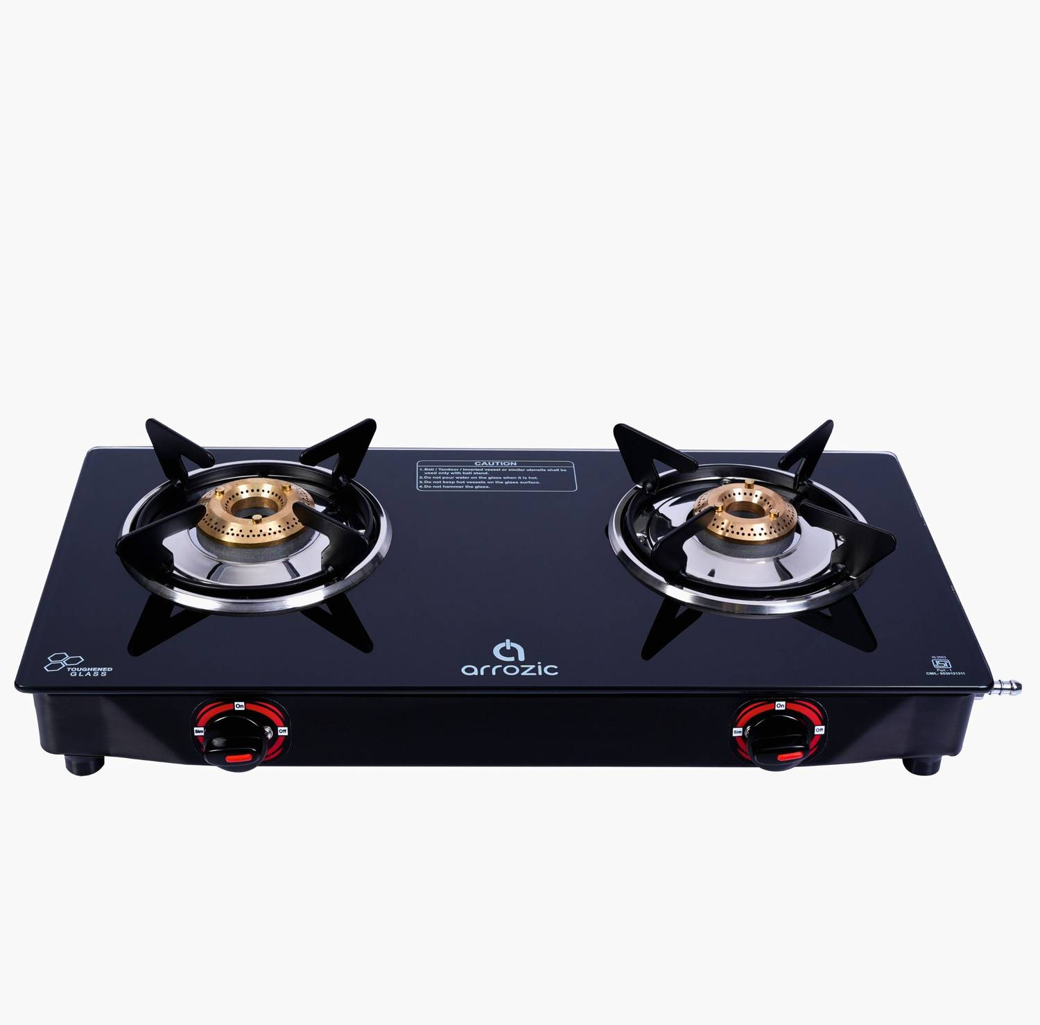 Arrozic arrow Black Glass Manual Gas Stove (2 Burners)
