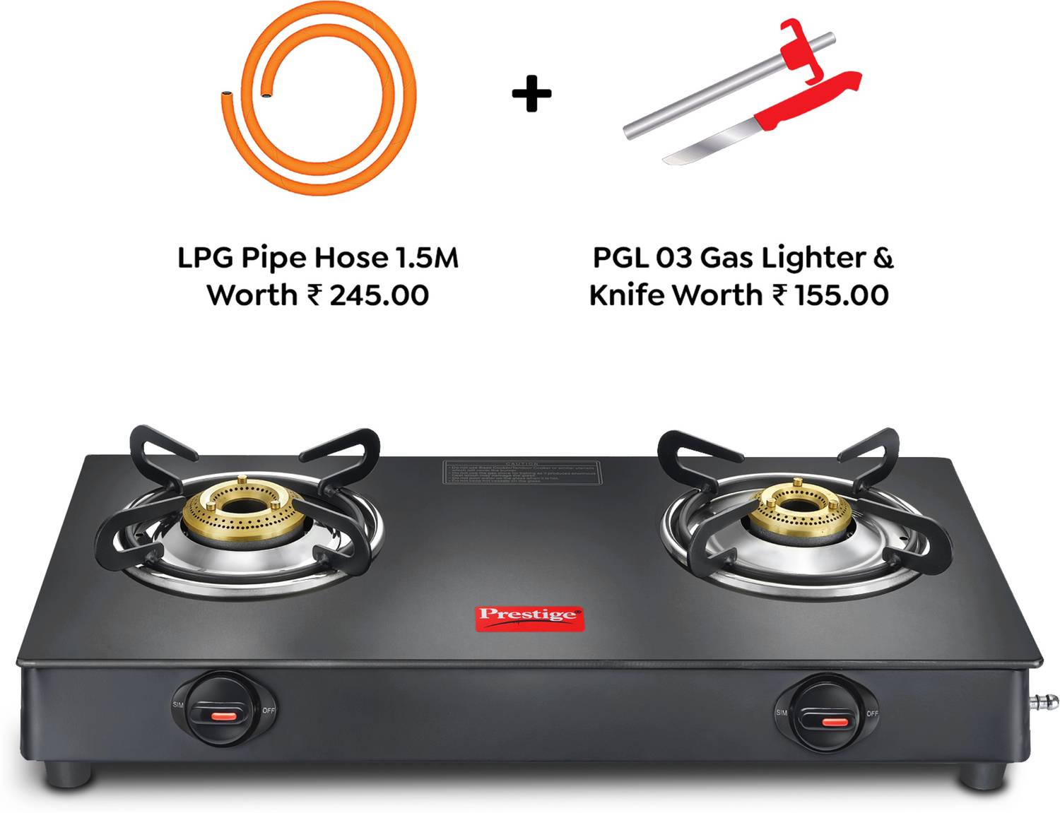 Prestige Atlas Plus Glass Top Gas Stove