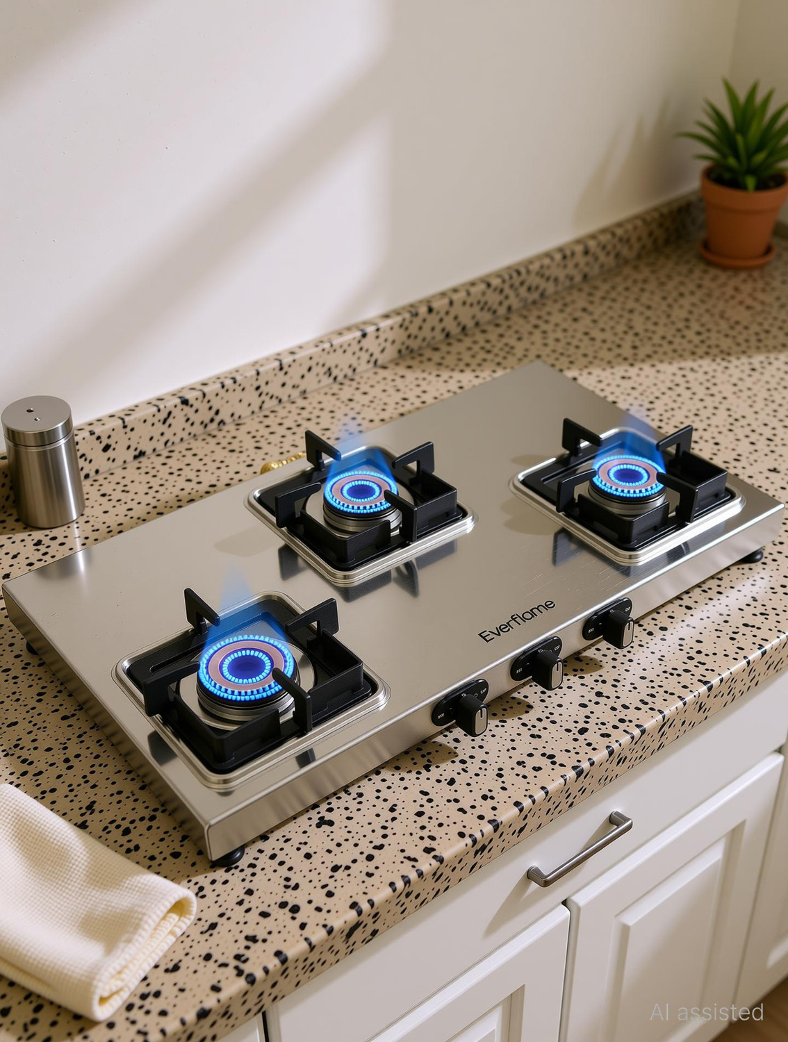 Image of Everflame Prime 3 Burner Gas Stove | ISI Certified | 1.2mm Thick Body | 2 Years Warranty Stainless Steel Manual Gas Stove