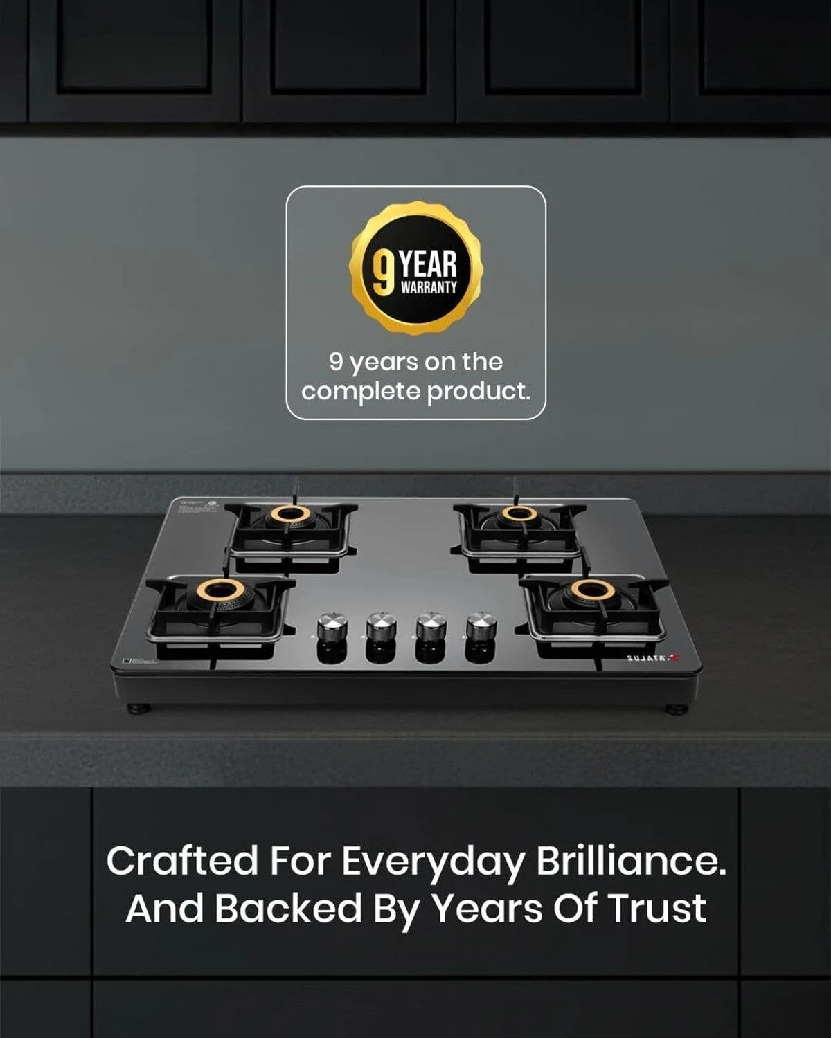 Image of SUJATA SUJATA Gas Stove 4 Burner Auto Ignition |Gas Chulha| ISI Certified | Premium 4B| Glass Automatic Gas Stove