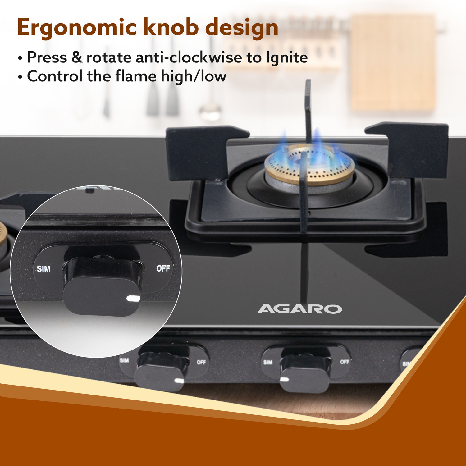 Image of AGARO Glass Manual Gas Stove