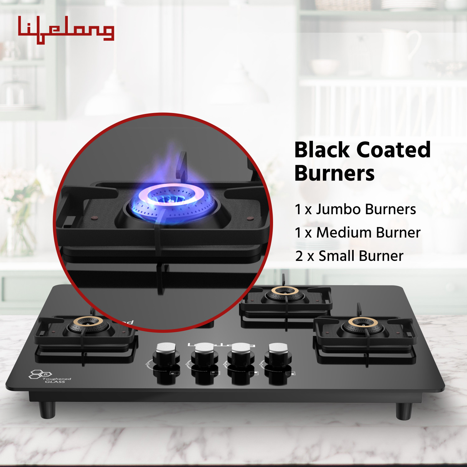 Image of Lifelong Ember LLHT934 HobTop with Battery Operated Ignition Glass Automatic Hob