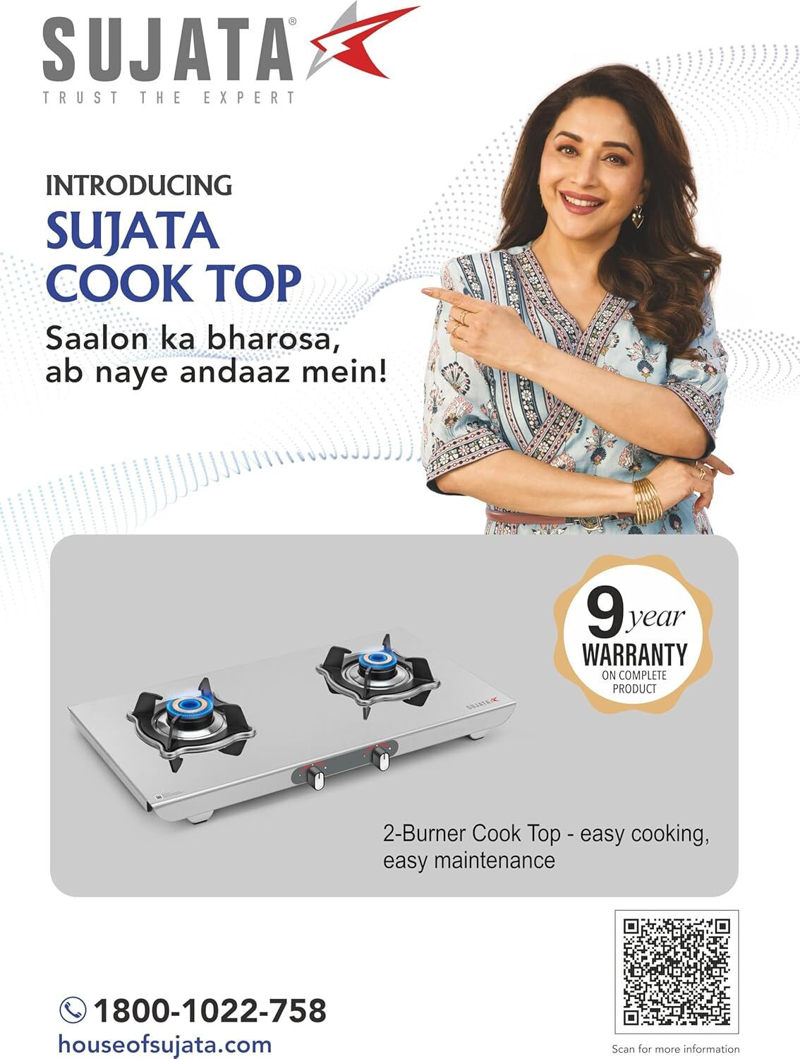 Image of SUJATA Majestic Manual Gas Stove 2 Burner | Gas Chulha for Kitchen | ISI Certified | Stainless Steel Manual Gas Stove