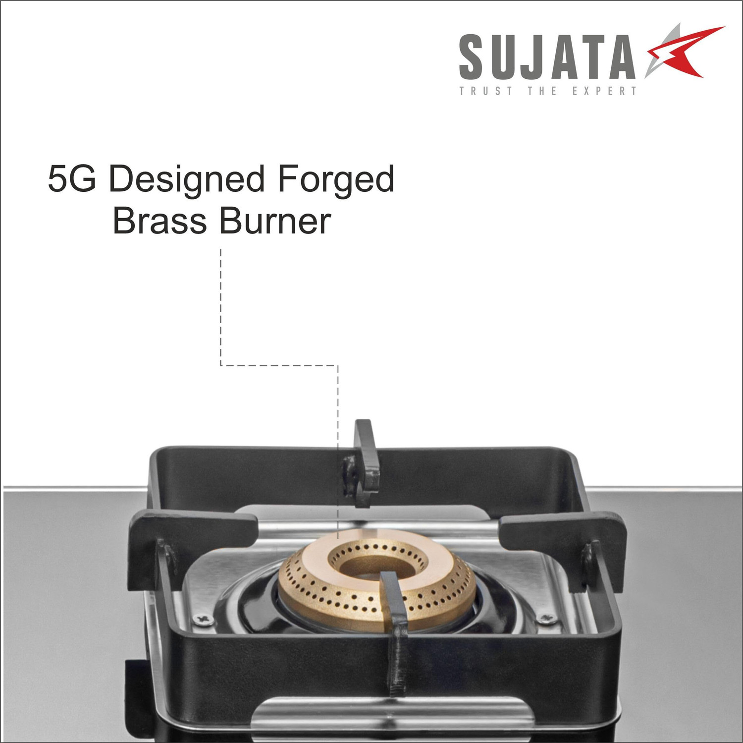 Image of SUJATA Gas Stove 2 Burner | Gas Chulha for Kitchen | ISI Certified | ( 2B Regal M ) Glass, Iron Manual Gas Stove