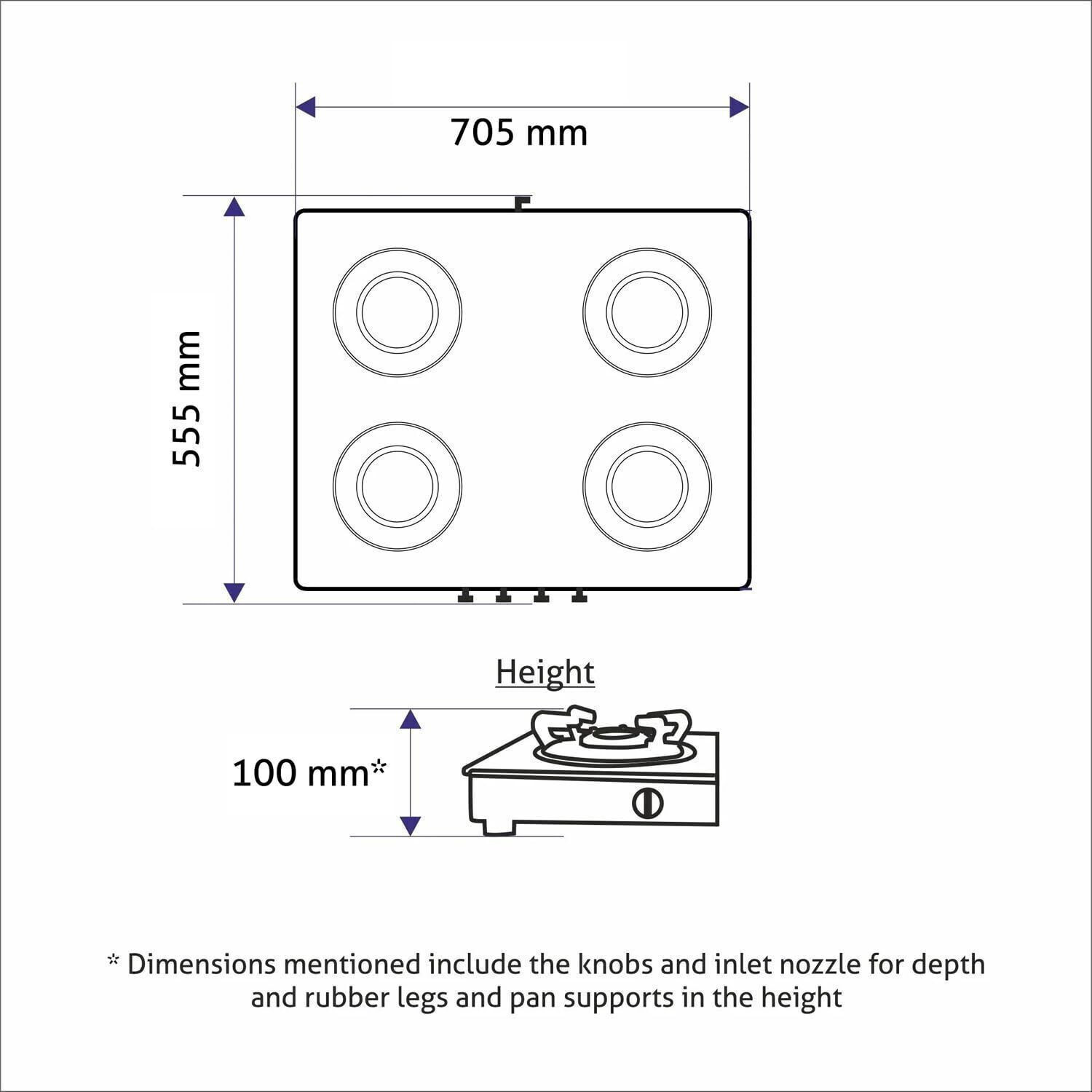 Image of Glen Ultra Slim Apricot Glass Gas Stove 1 High Flame 3 Forged Brass Burner,CT1047US Glass Automatic Gas Stove