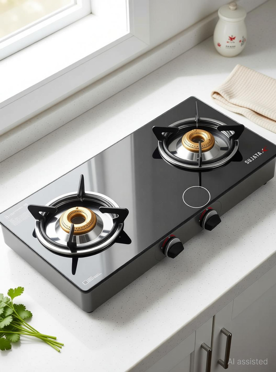 Image of SUJATA 9 Years Warranty| 5G Designed Forged Brass Burner, LPG & PNG Compatible Standard Glass Manual Gas Stove