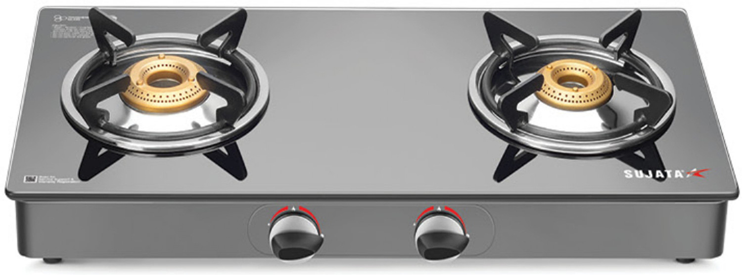 Image of SUJATA 9 Years Warranty| 5G Designed Forged Brass Burner, LPG & PNG Compatible Standard Glass Manual Gas Stove