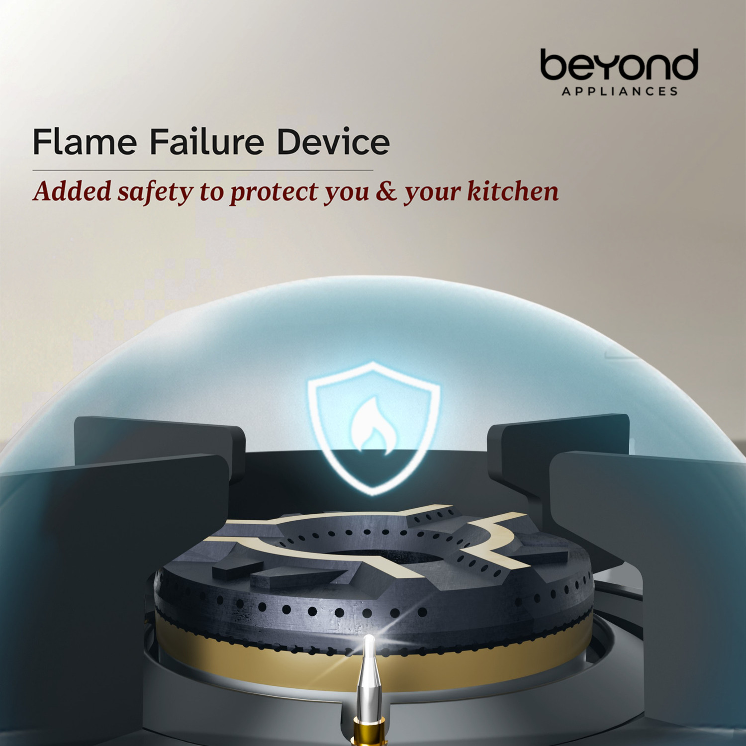 Image of Beyond Appliances Auriga 3B Pro Brass Smart Cooktop, Digital Timer, FFD & Auto Ignition Burners Glass Automatic Hob