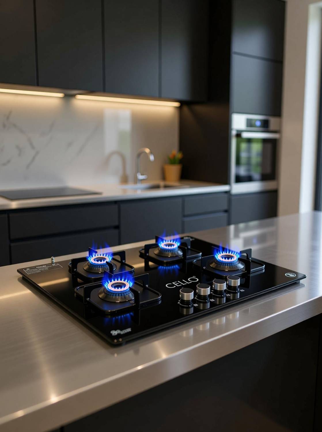 CELLO Crysta 8 MM Black Glass Gas Stove - Image 2