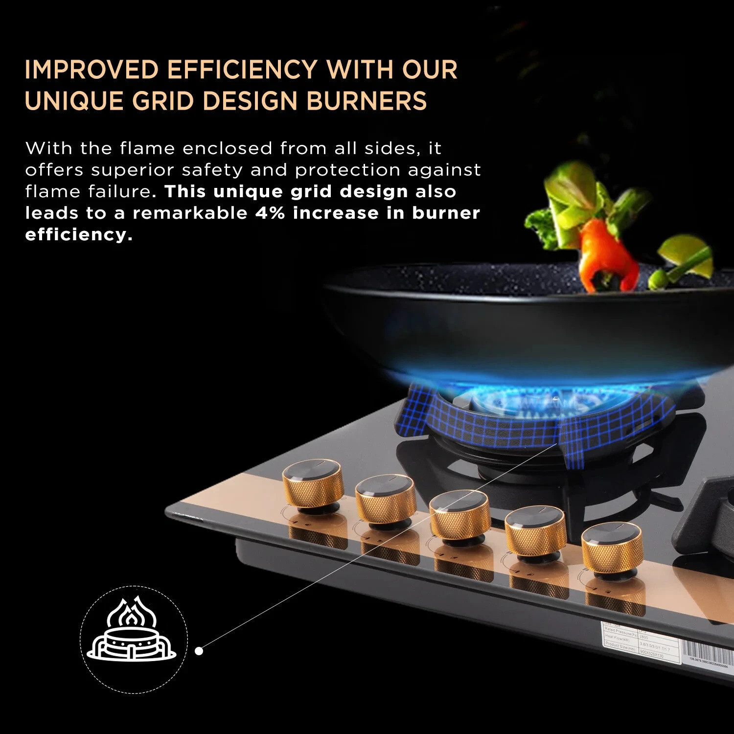 Image of FABER HOB UTOPIA PRO HT 905 BR CI Glass Automatic Hob