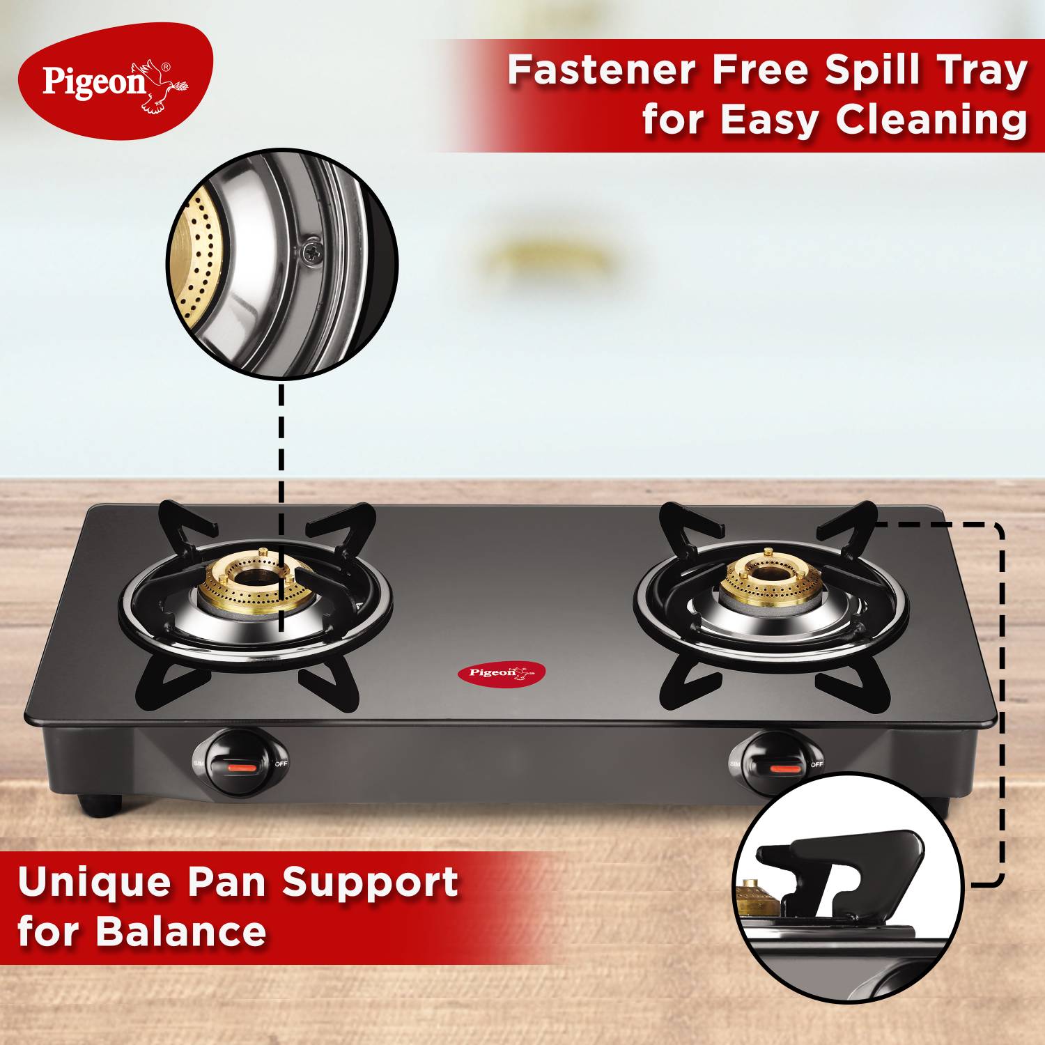 Pigeon Brunet Glass Manual Gas Stove - Image 5