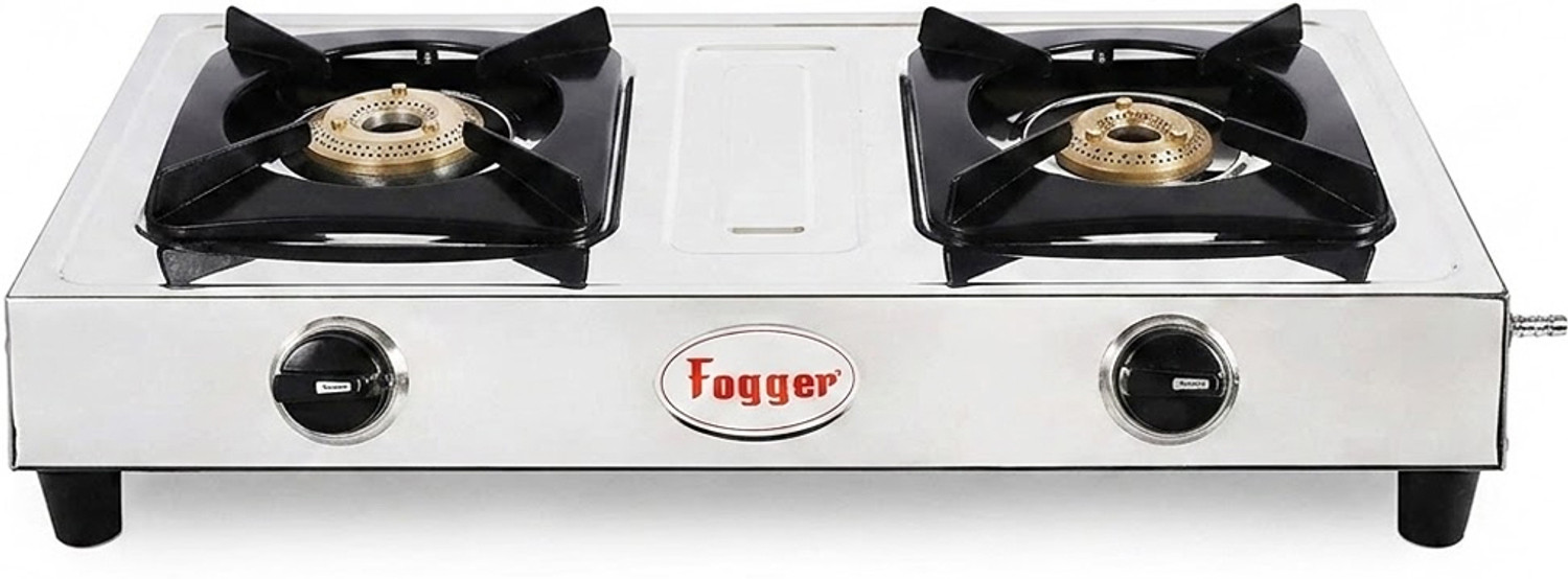 Image of Fogger Two Burner LPG Chulha With CI Burners Stainless Steel Manual Gas Stove