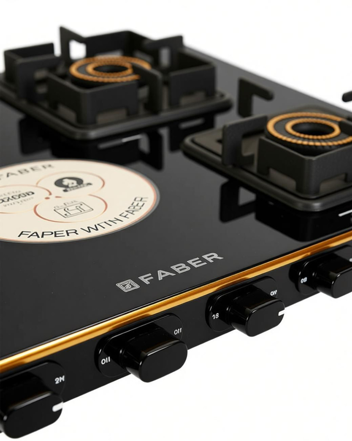 Image of FABER HOB COOKTOP PRINCE PLUS 4BB BK Glass Manual Gas Stove