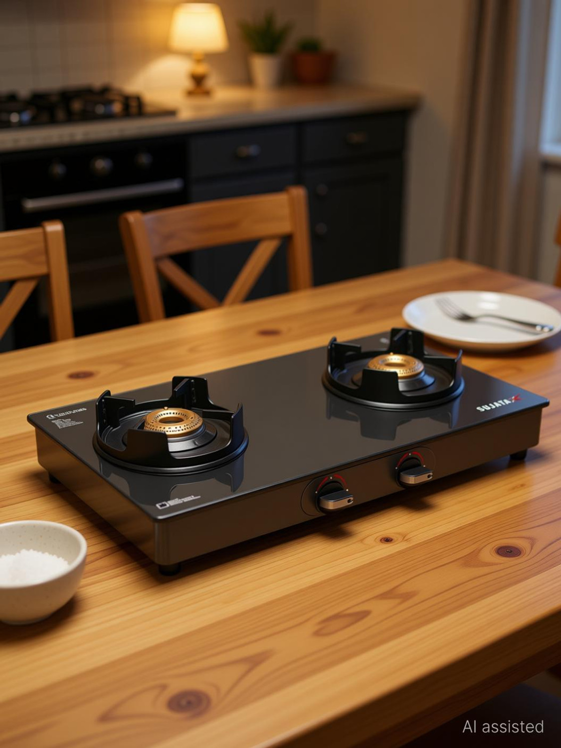 Image of SUJATA 9 Years Warranty| 5G Designed Forged Brass Burner, LPG & PNG Compatible Deluxe Glass Manual Gas Stove
