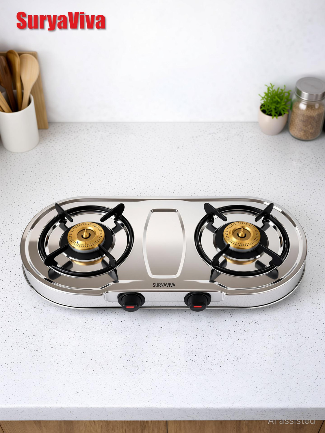 Image of SURYAVIVA Dura Shine 2B Stainless Steel Manual Gas Stove