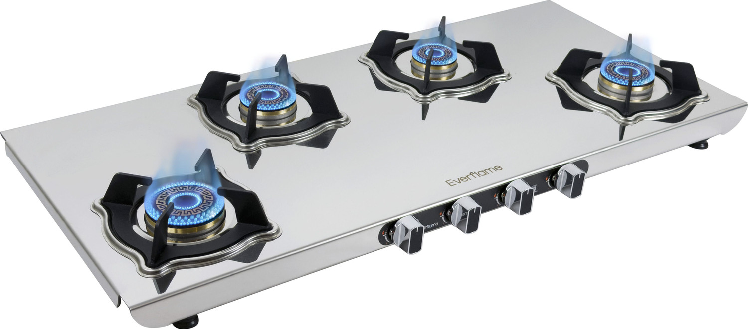 Image of Everflame Marvel 4B Long 6G Forged Brass Burner | AI Gas Saver Technology | Durable Stainless Steel Manual Gas Stove