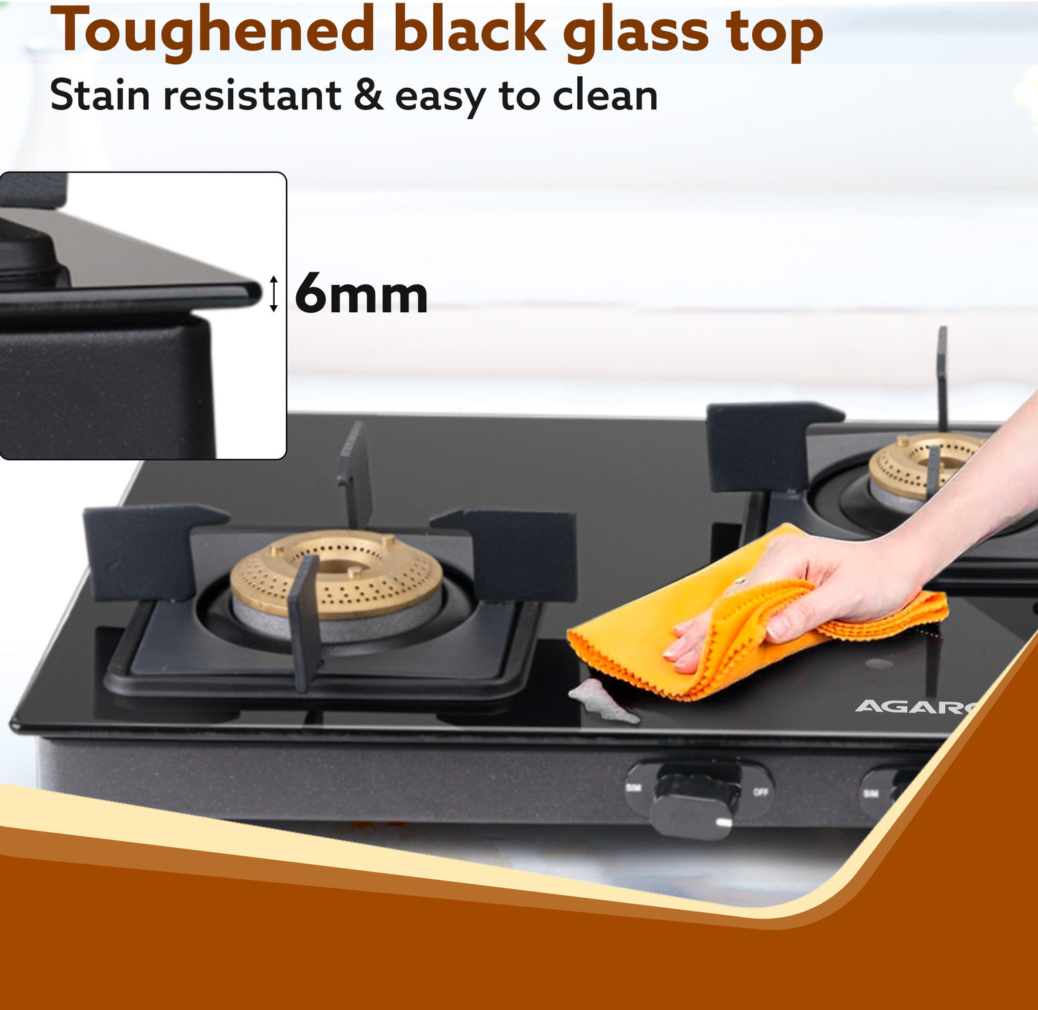 Image of AGARO Glass Manual Gas Stove