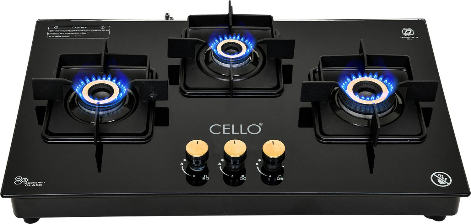 CELLO Black Pearl Glass Hob Top Cooktop Manual Ignition, 1 Year Warranty Glass Manual Hob