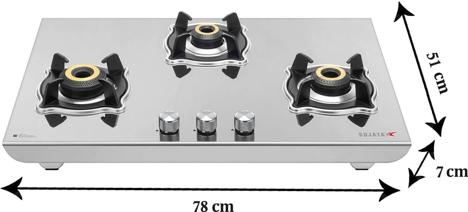 Image of SUJATA 9 Years Warranty | Single Frame SS Matte finish, Easy LPG & PNG Compatible Stainless Steel Manual Gas Stove