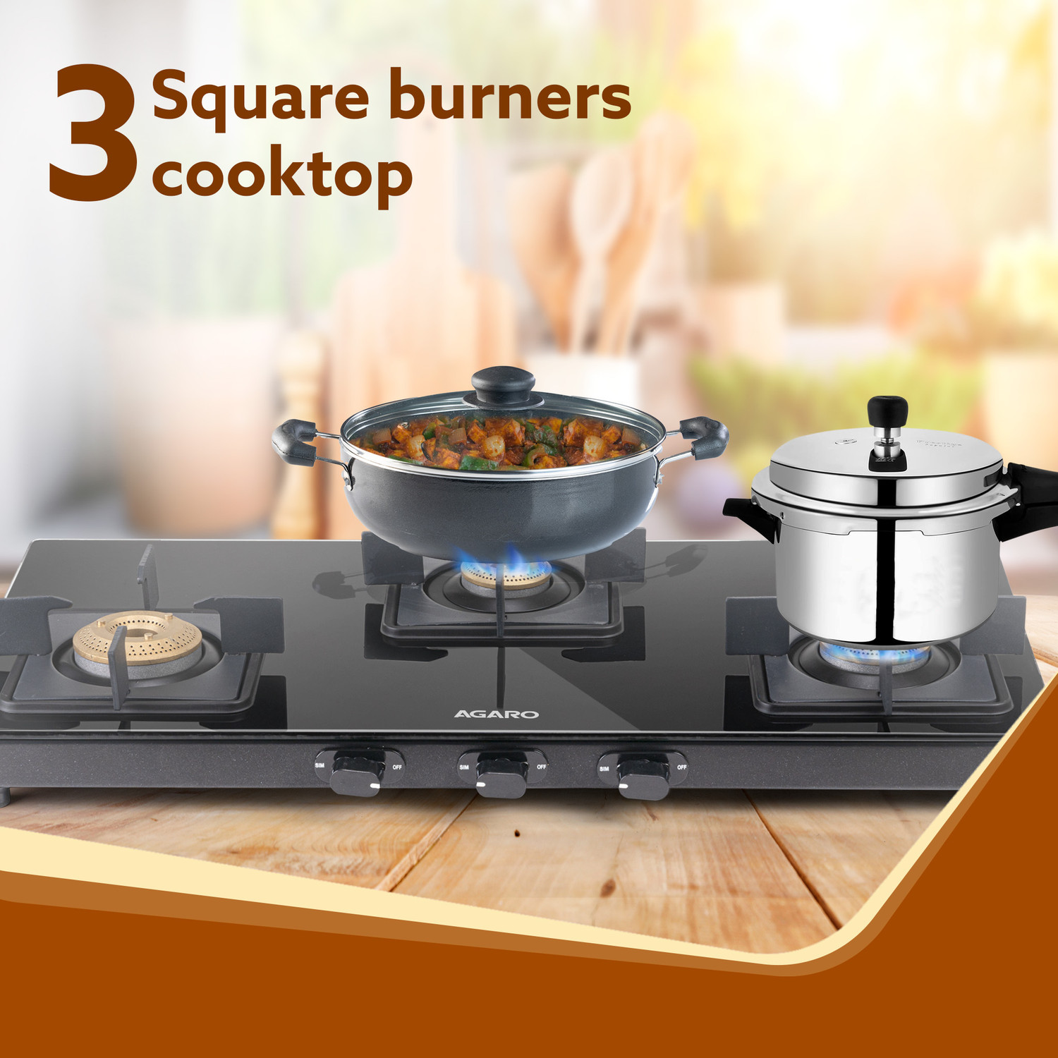 Image of AGARO Glass Manual Gas Stove