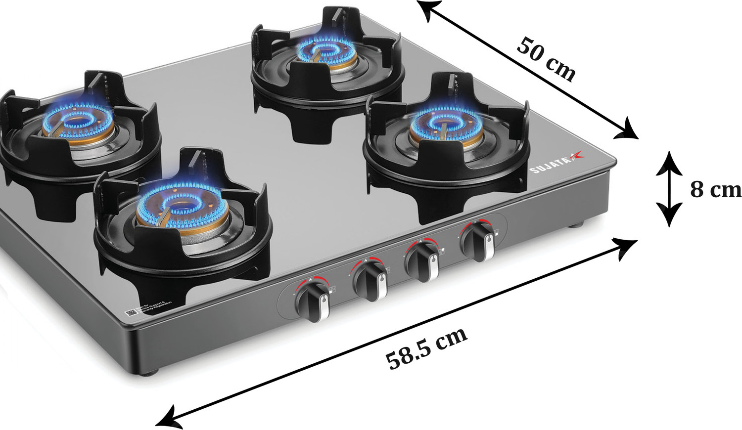 Image of SUJATA 9 Years Warranty| 5G Designed Forged Brass Burner, LPG & PNG Compatible Deluxe Glass Manual Gas Stove