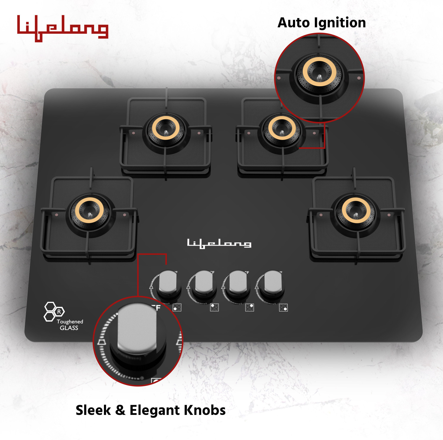 Image of Lifelong Ember LLHT934 HobTop with Battery Operated Ignition Glass Automatic Hob