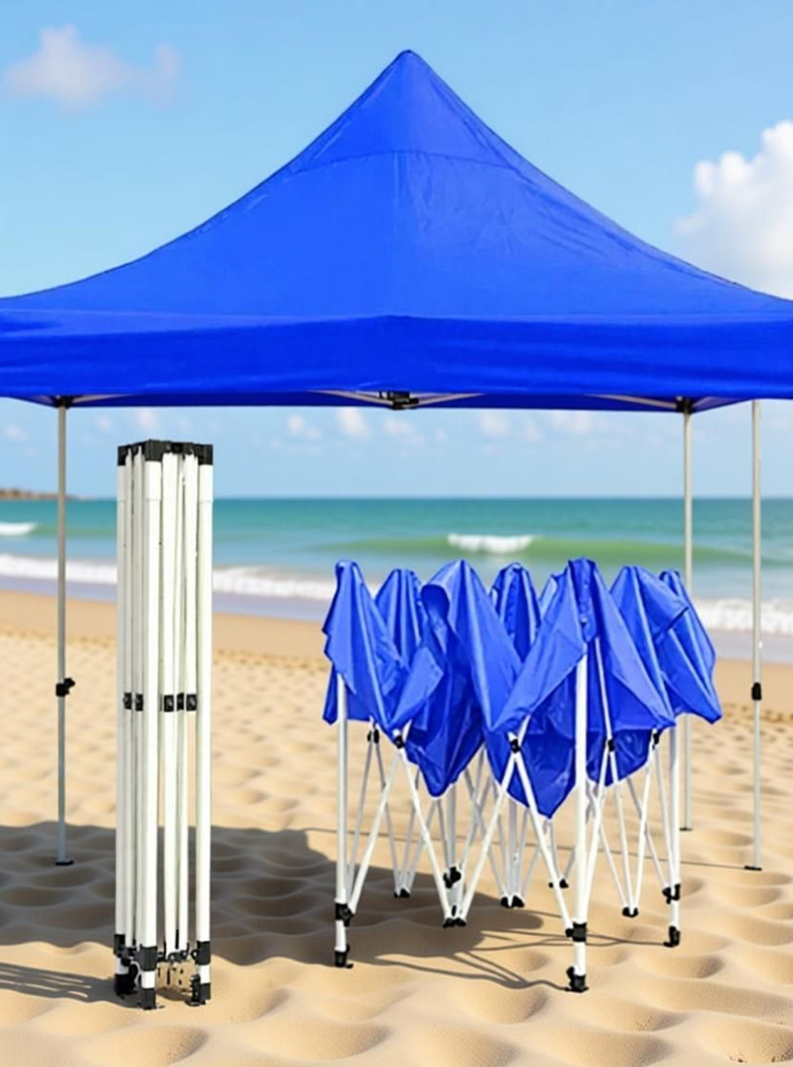 Image of StandeePro 10X10 Feet Gazebo Canopy Tent Blue Metal Gazebo