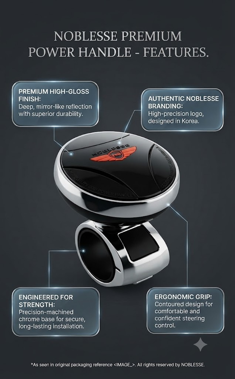 Image of Gadiparts ABS Plastic, Metal Car Steering Knob (Multicolor)