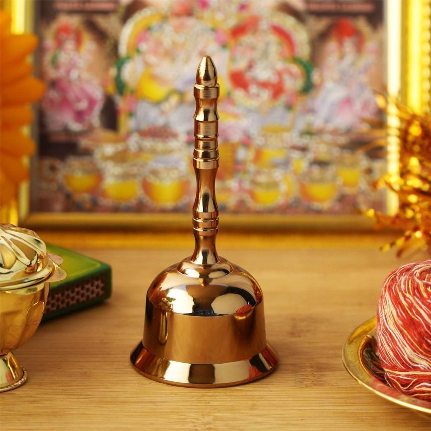 CamelCase 100% Brass, Rose Gold, Pooja Bell (4") | Ideal for Rakshabandhan Gift, Brass Pooja Bell