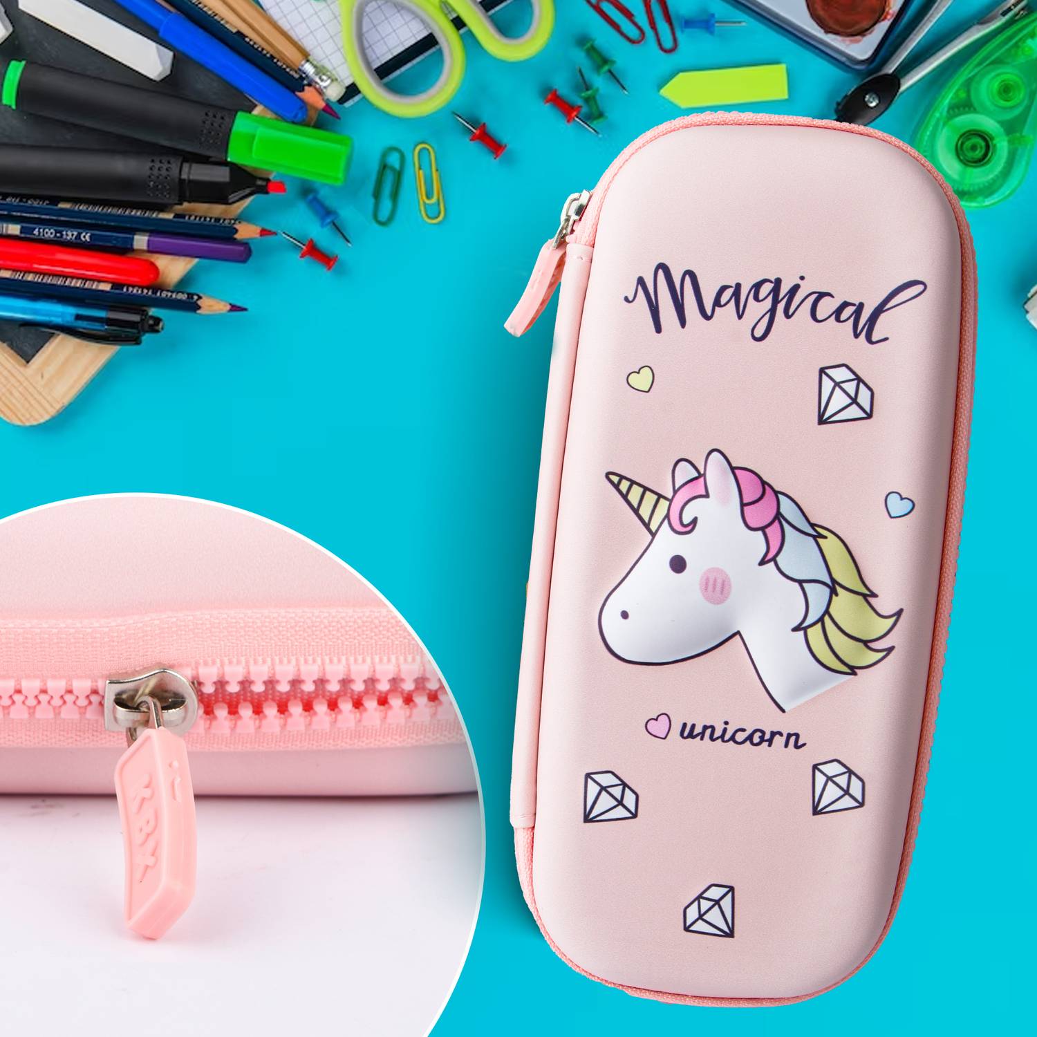 Akvanar Pencil Case Pen Pencil Pouch Coin Holder Stationery Box Large Storage-Pack of 1 Geometry Box