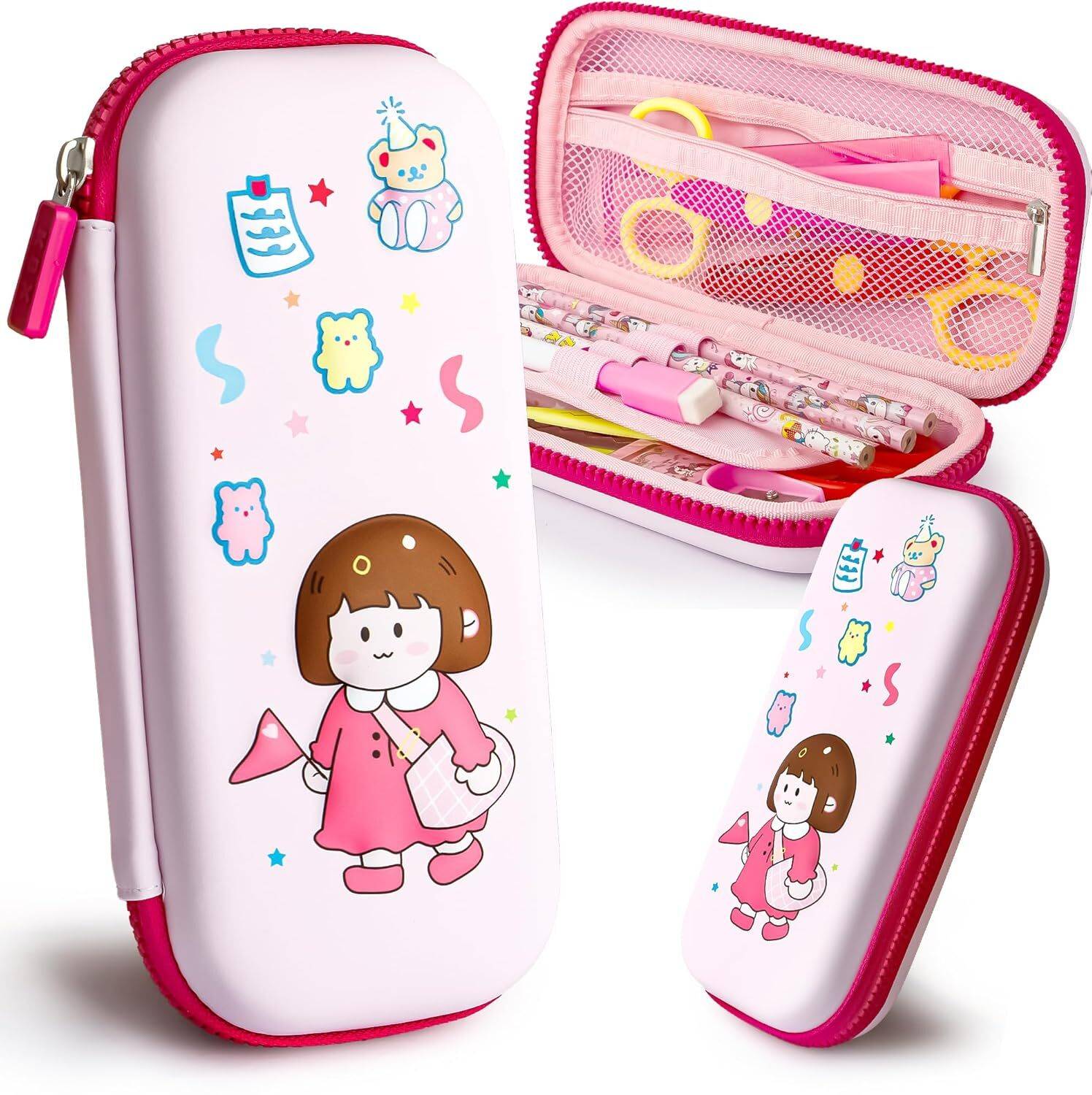 Akvanar Eva 3D girls Pencil Case Large Capacity School Pouch Bag Pouch Pencil Geometry Box