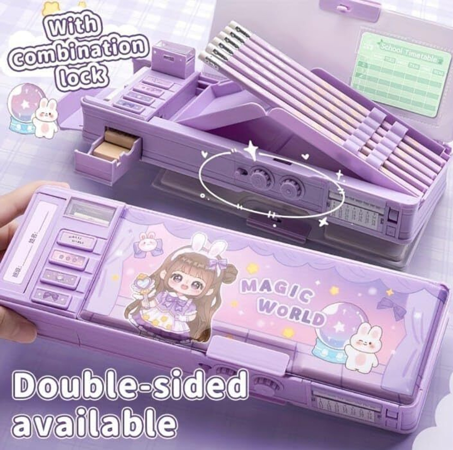 Image of Toys R Us BY FLIPKART HOT SELLING TRENDING FLIPKART RECOMMENDED DOUBLE SIDED POP UP MAGIC WORLD GIRL STATIONERY BOX FOR KIDS SCHOOL GEOMETRY Art Plastic Pencil Box
