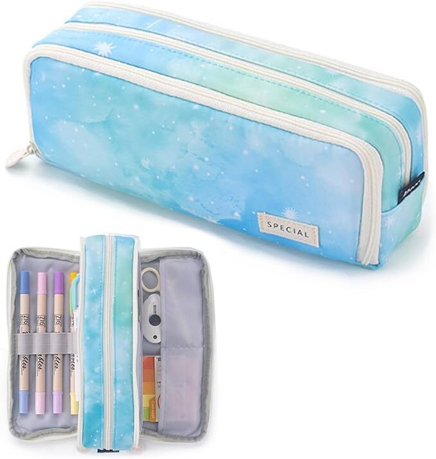 Akvanar Pencil Case 3 Compartment Pouch Pen Bag pouch School Teen Girl Boy Men Women Geometry Box