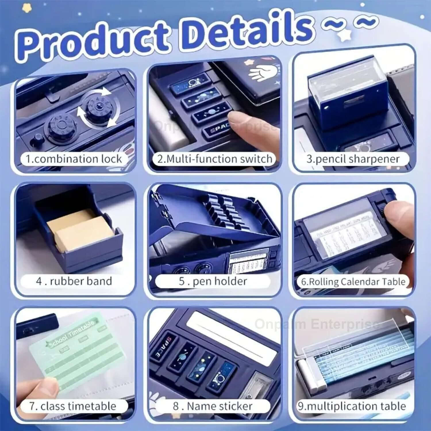 Image of Zoniex Multifunctional Geometry Lock Pencil Box for Kids, Students Pencil Box Geometry Box