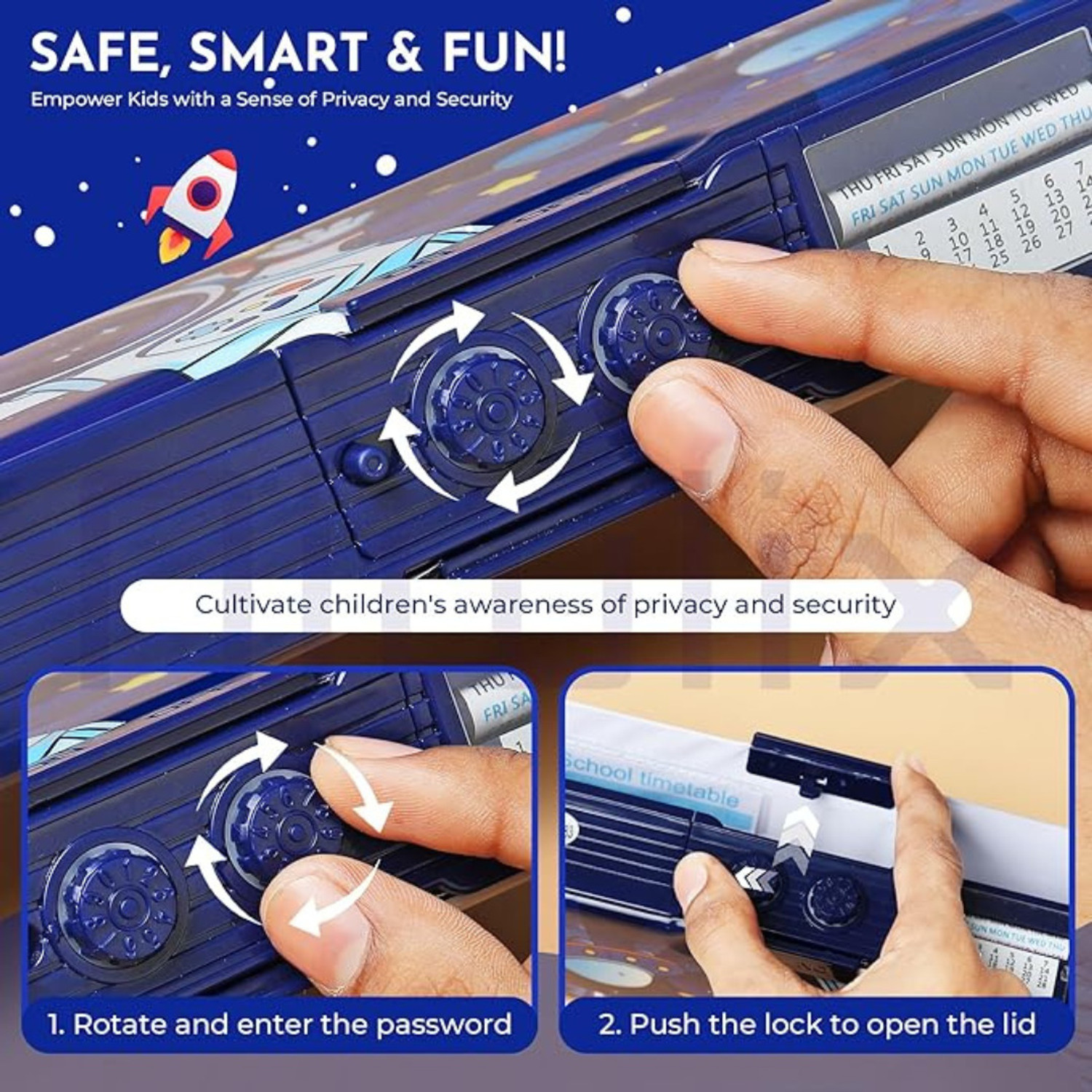 Image of Jyoti Nimrania Multi-Functional Pencil Box with Double Password Lock for Boys & Girls Geometry Box