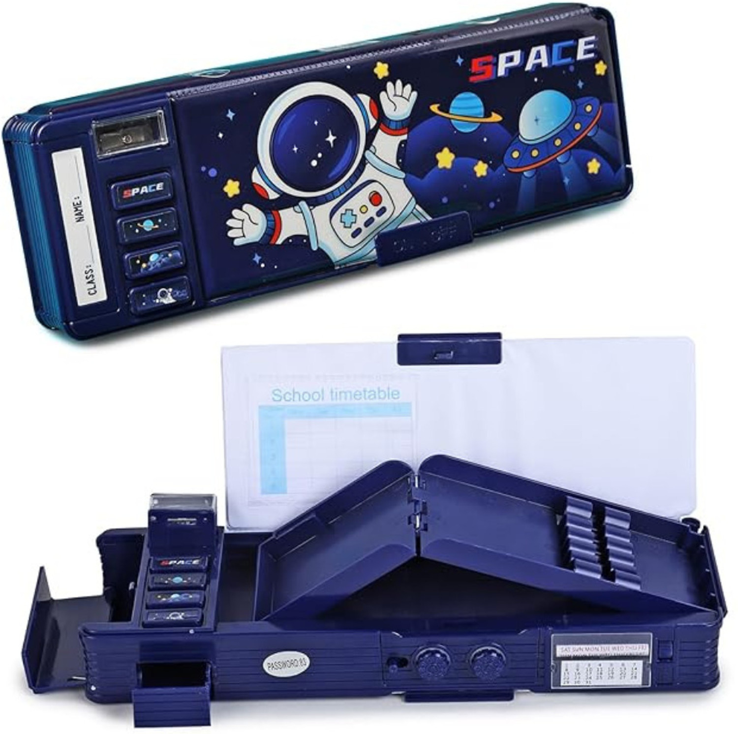 Image of Jyoti Nimrania Multi-Functional Pencil Box with Double Password Lock for Boys & Girls Geometry Box