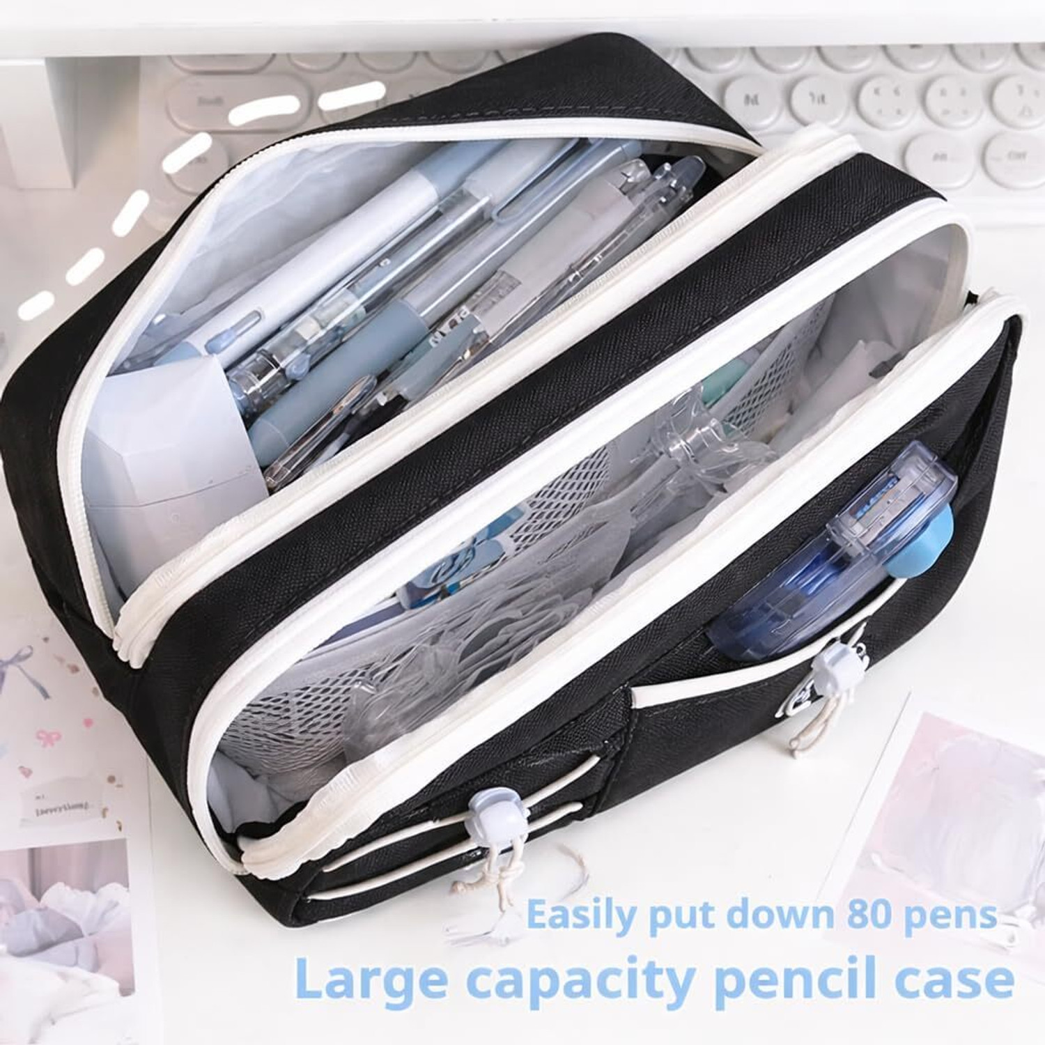 Image of Akvanar Pencil pouch Large Capacity School Students Zipper stationary Pencil bag Geometry Box