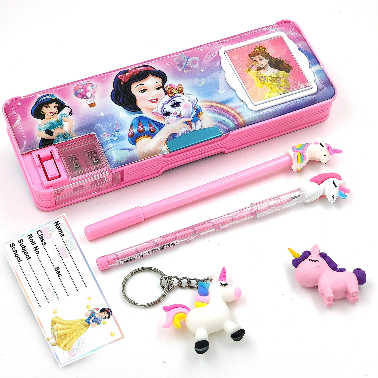 Image of spartone Disney Princess Art Pencil Box with Combo set Geometry Box