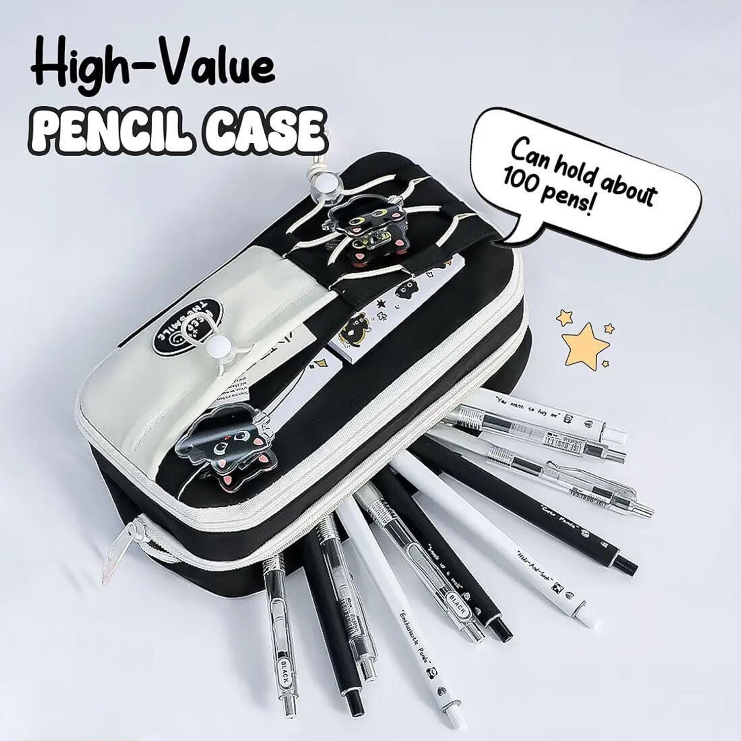 Image of Akvanar Pencil pouch Large Capacity School Students Zipper stationary Pencil bag Geometry Box