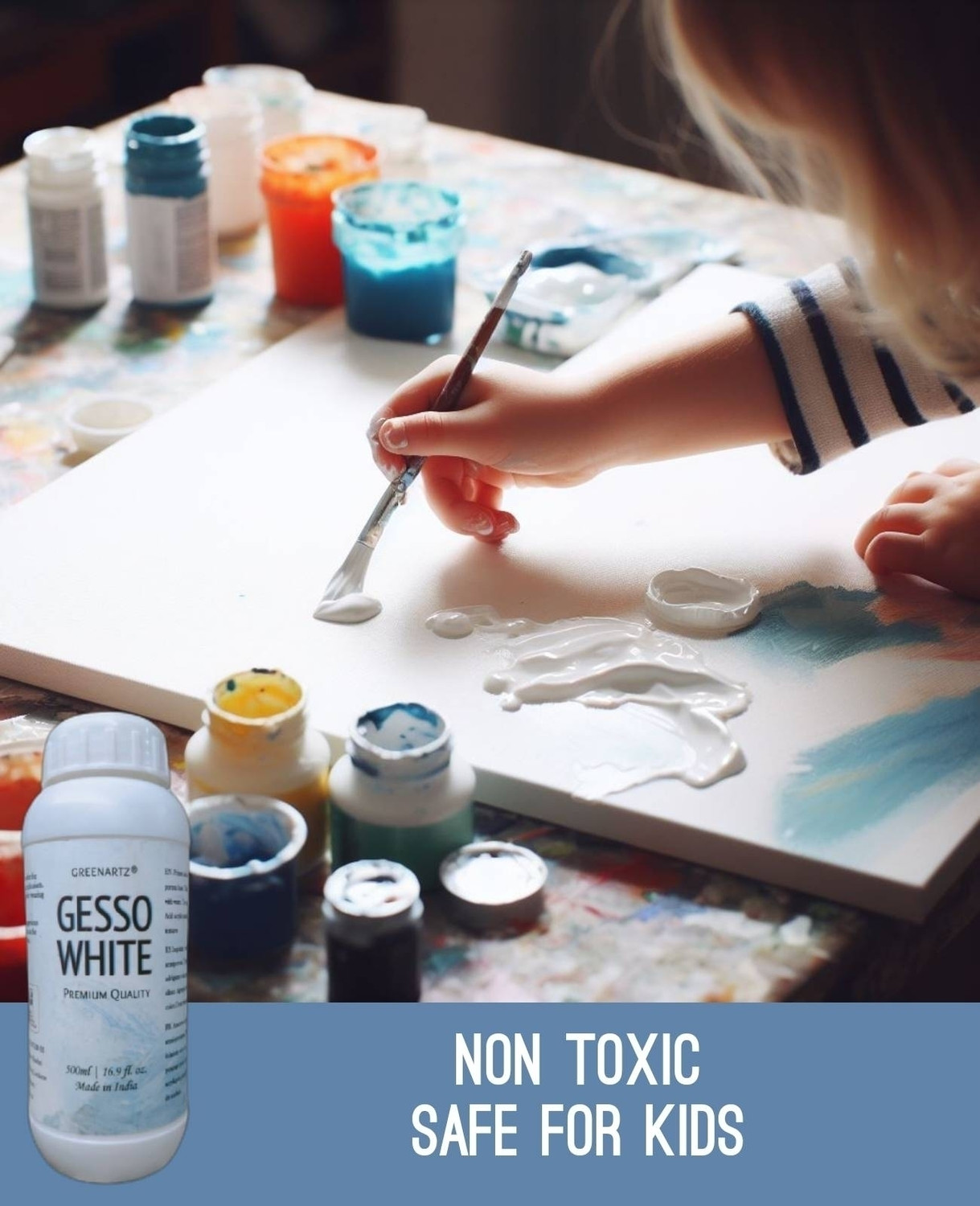 Image of GREENARTZ 500ml Gesso While Acrylic Oil Painting White Gesso for Canvas, Oil Painting, Paint Formulations, Panels, Portraits