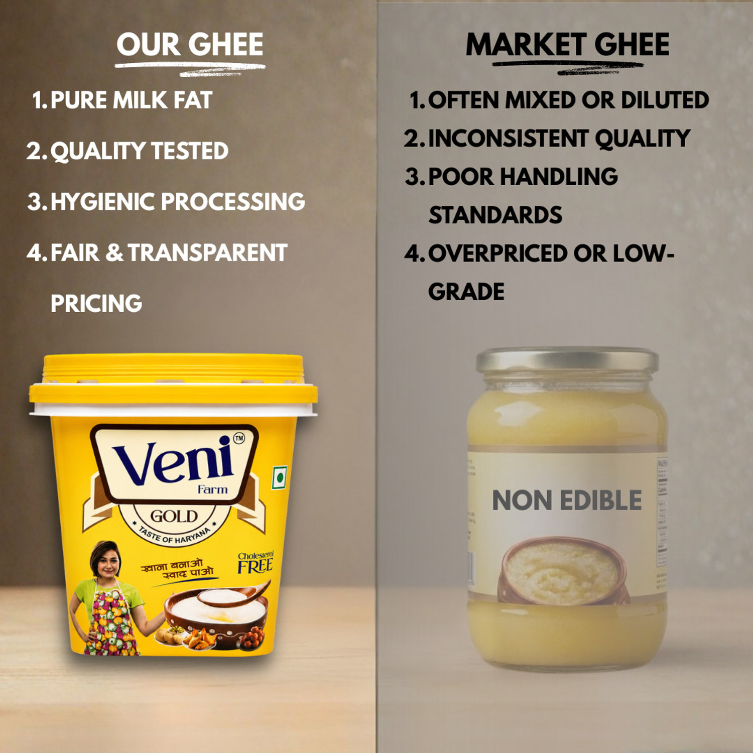 Image of savaria the doodhwala Veni Farms Pure Buffalo Desi Ghee for Cooking & Sweets Ghee Plastic Bottle