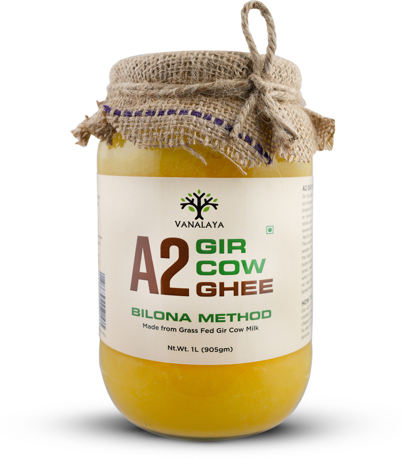Image of Vanalaya A2 Gir Cow Ghee, pure desi ghee made from traditional bilona method Ghee Glass Bottle