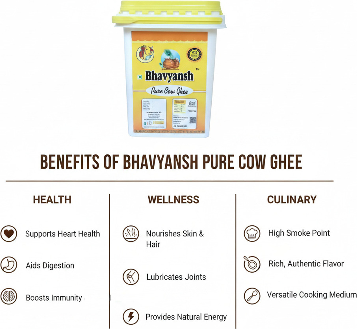 Image of Bhavyansh Cow Ghee, Desi Ghee with Rich Aroma 5ltr Pack Ghee Mason Jar