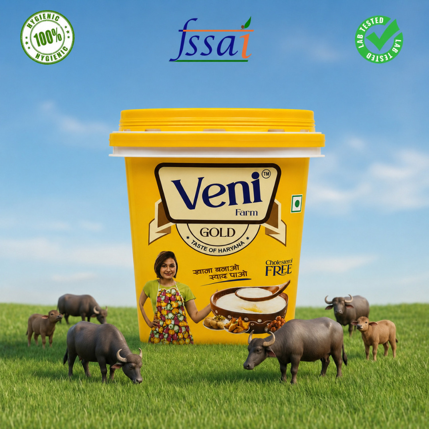 Image of savaria the doodhwala Veni Farms Pure Buffalo Desi Ghee for Cooking & Sweets Ghee Plastic Bottle